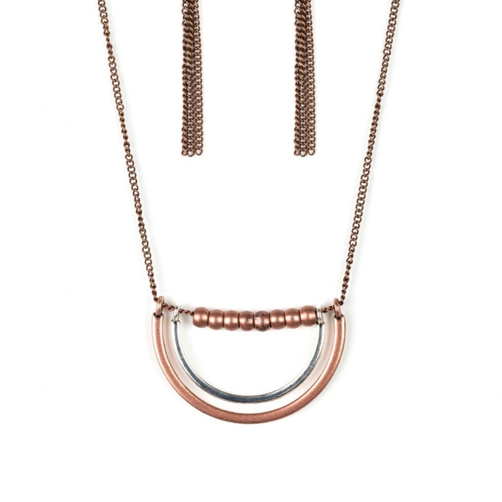 Paparazzi Copper and Silver Necklace Set Artificial Arches Fashion Jewelry